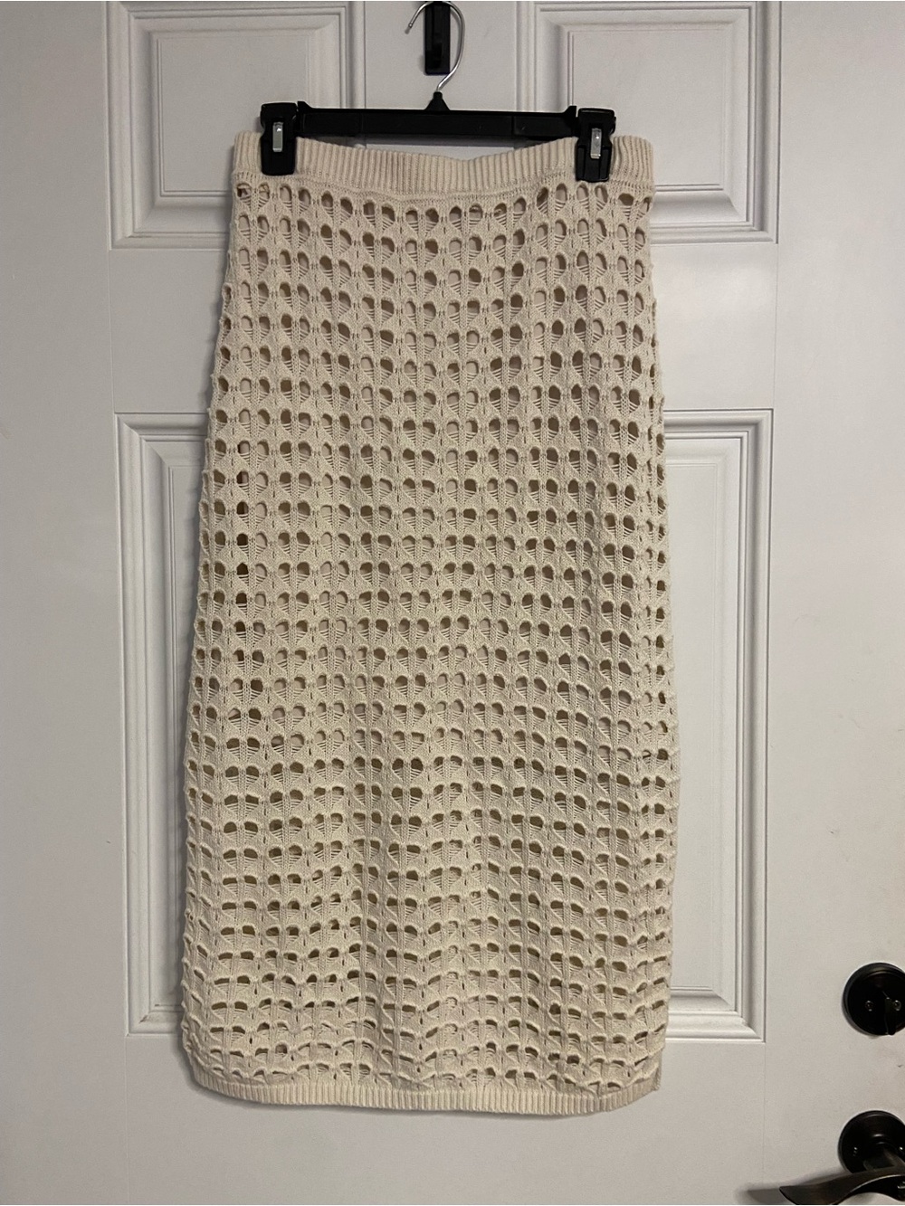RACHEL ROY Cream CROCHET Knit Midi Pull-On Skirt